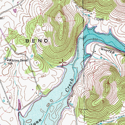 Topographic Map of Whites Bend School (historical), TN