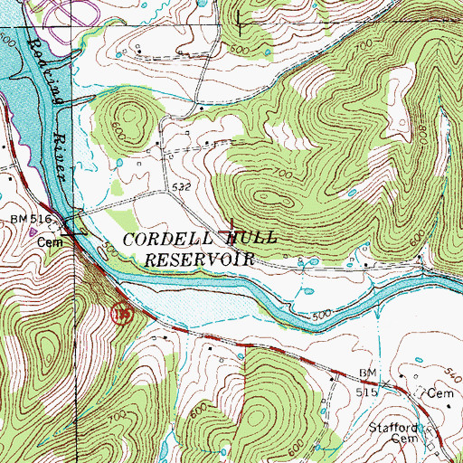 Topographic Map of Woodrow School (historical), TN