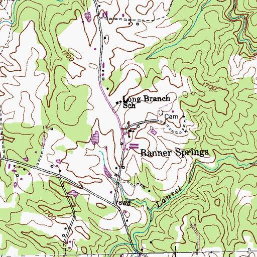 Topographic Map of Banner Springs Freewill Baptist Church, TN