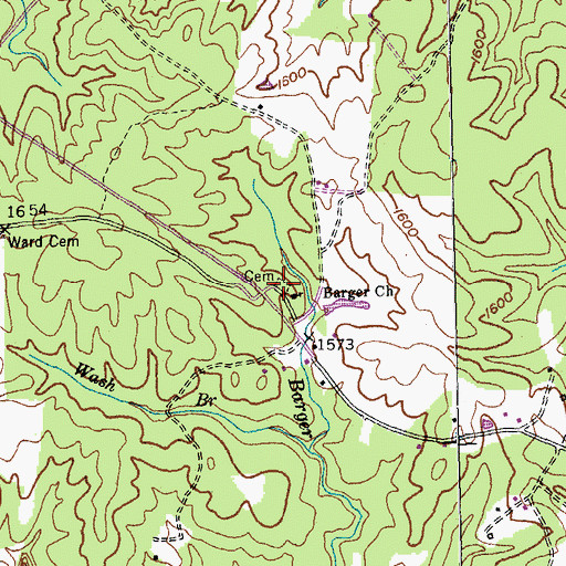 Topographic Map of Barger Cemetery, TN
