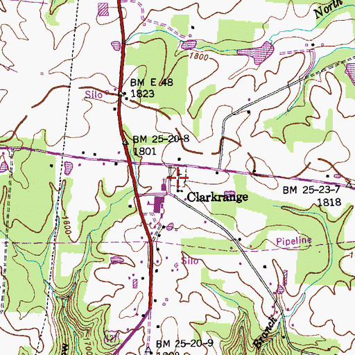 Topographic Map of Clarkrange Cemetery, TN