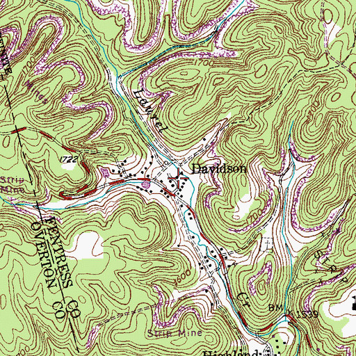 Topographic Map of Davidson School (historical), TN