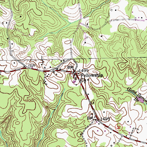 Topographic Map of Fellowship Cemetery, TN