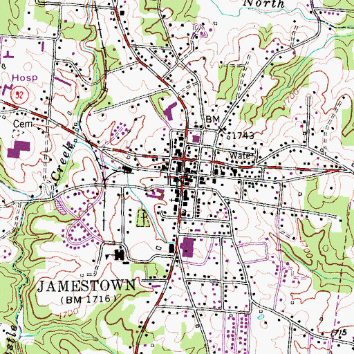 Topographic Map of Fentress County Courthouse, TN