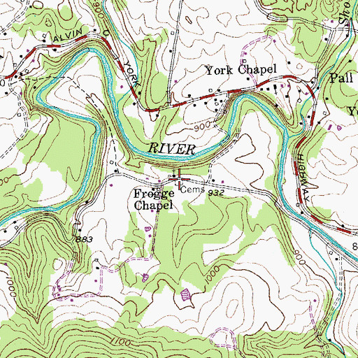 Topographic Map of Frogge Chapel Cemetery, TN