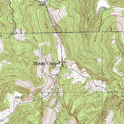 Topographic Map of Hinds Chapel School (historical), TN