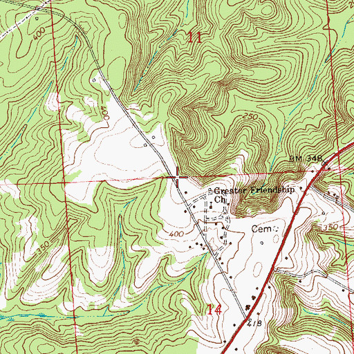 Topographic Map of Shorterville School, AL