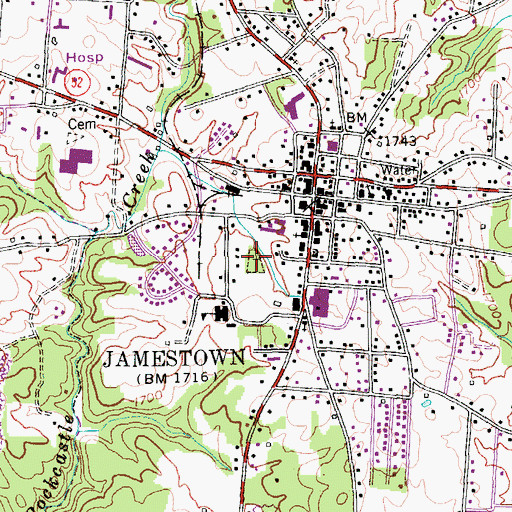 Topographic Map of Jamestown City Cemetery, TN