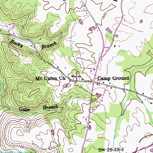 Topographic Map of Mount Union Cemetery, TN