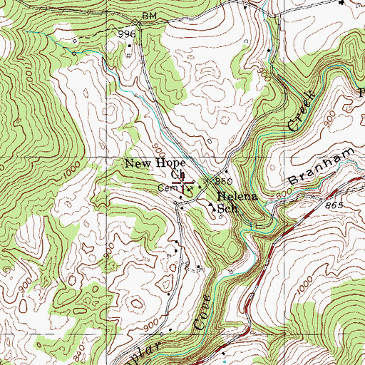Topographic Map of New Hope Cemetery, TN