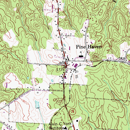 Topographic Map of Pine Haven Church of the Nazarene, TN