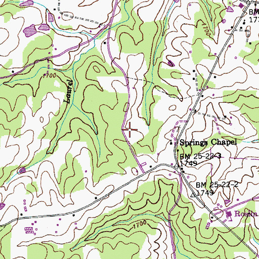 Topographic Map of Springs Chapel Cemetery, TN