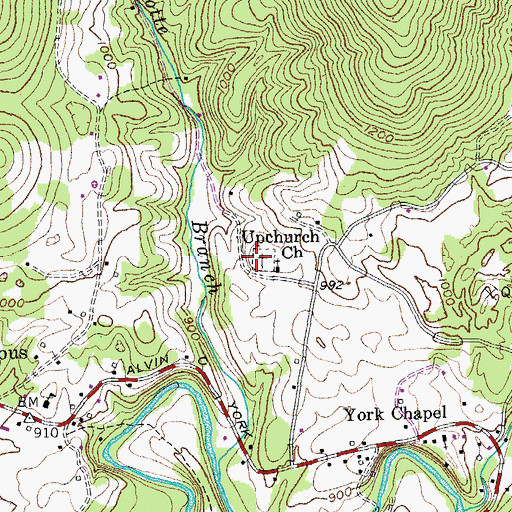 Topographic Map of Upchurch Cemetery, TN