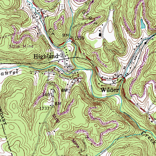 Topographic Map of Wilder Cemetery, TN