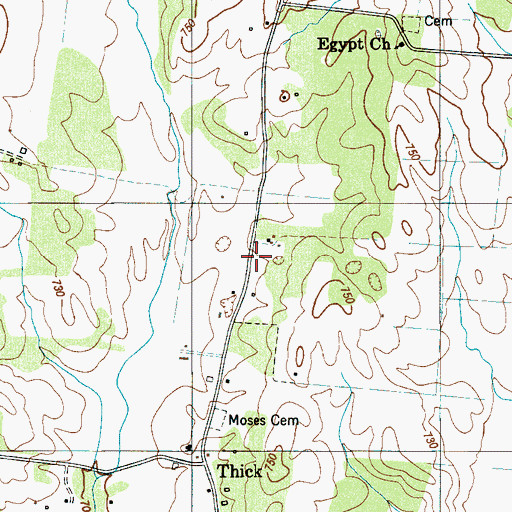 Topographic Map of Thick School (historical), TN