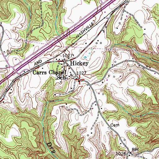 Topographic Map of Carrs Chapel United Methodist Church, TN