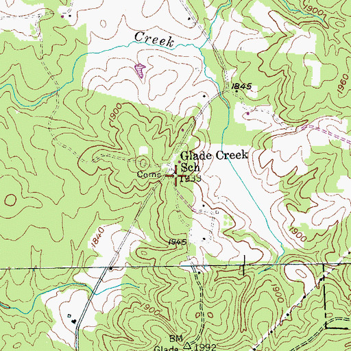 Topographic Map of Glade Creek Cemetery, TN