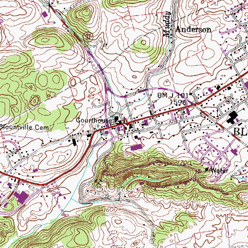 Topographic Map of Blountville Historic District, TN