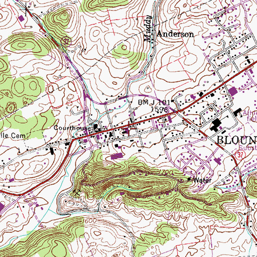 Topographic Map of First Baptist Church, TN