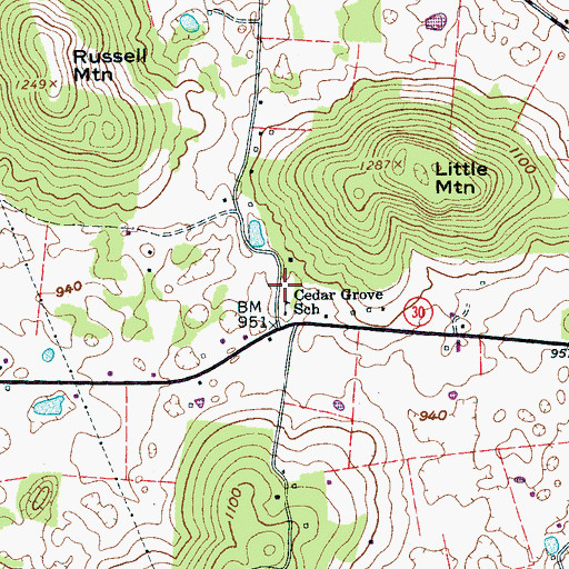 Topographic Map of Cane Ridge Church (historical), TN