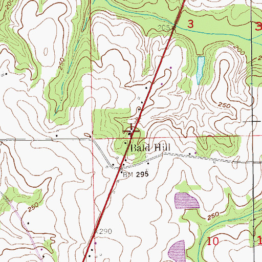 Topographic Map of Ball Hill Church, AL