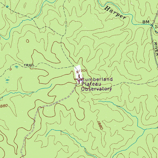 Topographic Map of Cumberland Plateau Observatory, TN