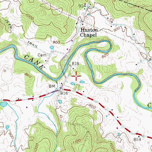 Topographic Map of Gravel Hill Cemetery, TN
