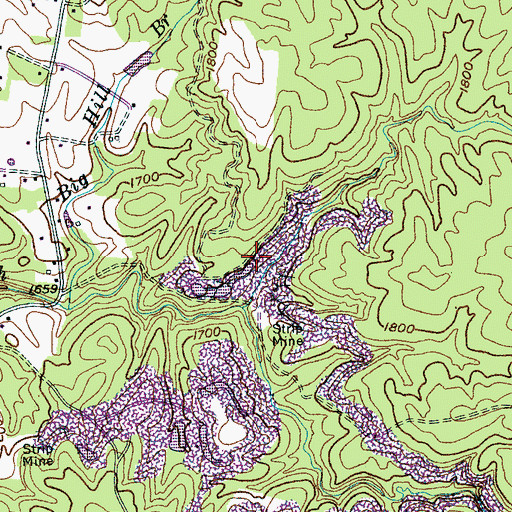 Topographic Map of Guy Mine, TN