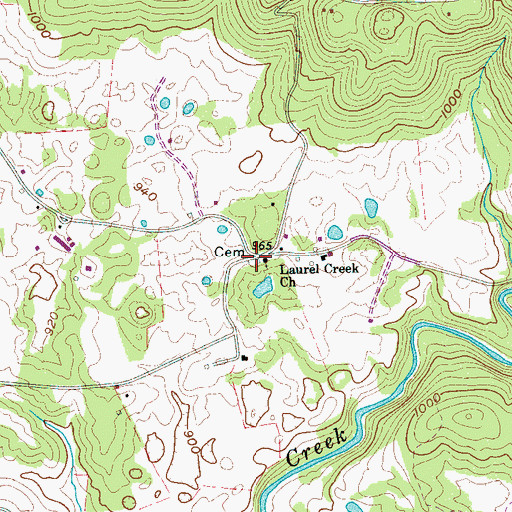 Topographic Map of Laurel Creek Cemetery, TN