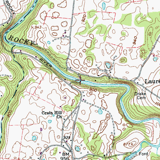 Topographic Map of Laurelburg Bridge, TN