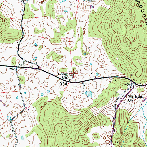 Topographic Map of Long Cemetery, TN