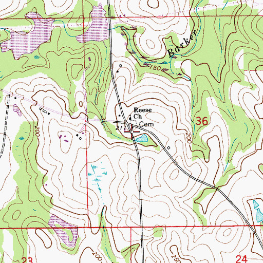 Topographic Map of Battle Hill Church (historical), AL