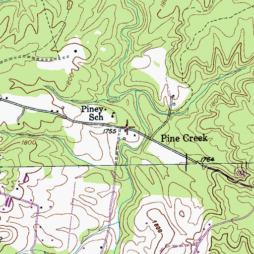 Topographic Map of Piney Church of Christ, TN