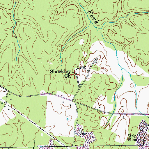 Topographic Map of Shockleys Chapel School (historical), TN