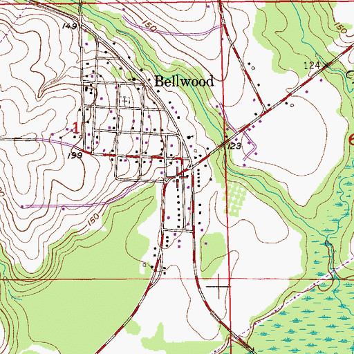 Topographic Map of Bellwood Church, AL