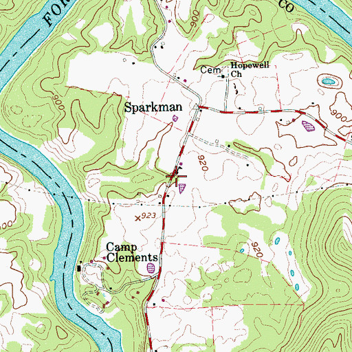 Topographic Map of Sparkman School (historical), TN