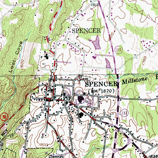 Topographic Map of Spencer Cemetery, TN