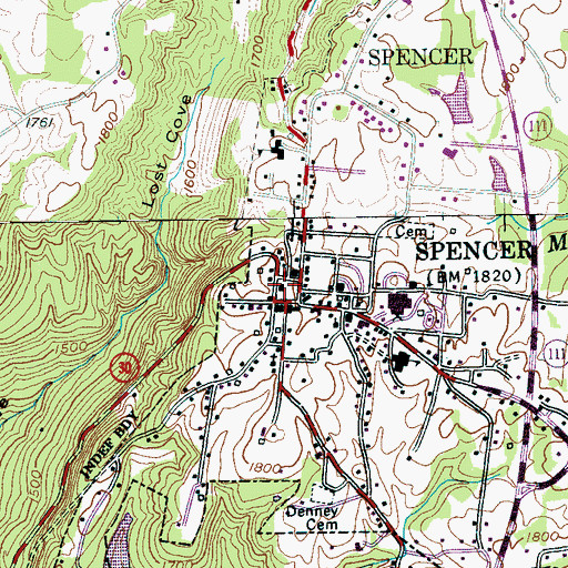 Topographic Map of Van Buren County Courthouse, TN