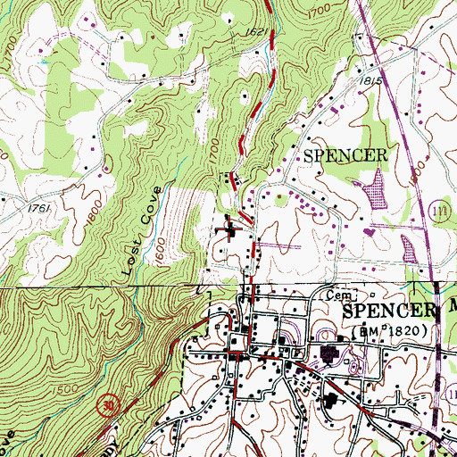 Topographic Map of Van Buren County High School, TN