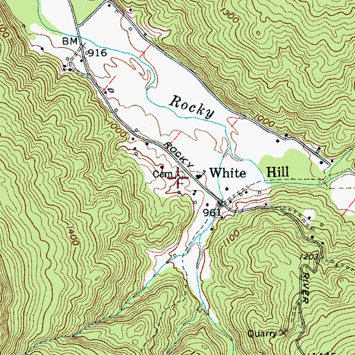 Topographic Map of White Hill Cemetery, TN
