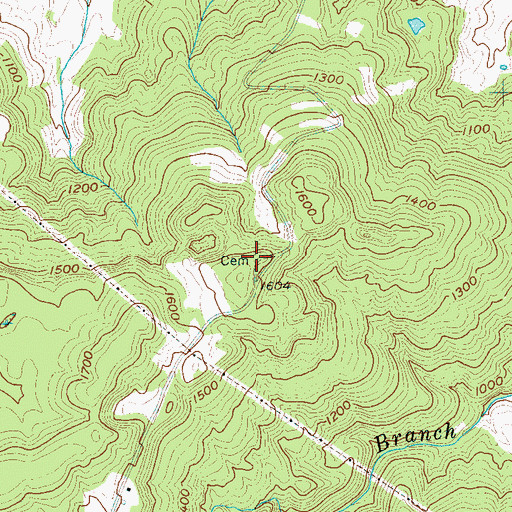 Topographic Map of Yates Cemetery, TN