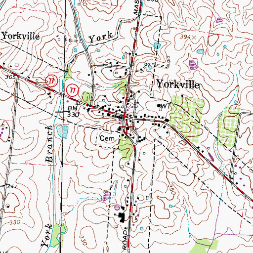 Topographic Map of Yorkville Church of Christ, TN