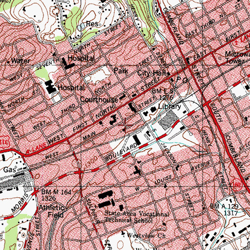 Topographic Map of All Saints Episcopal Church, TN