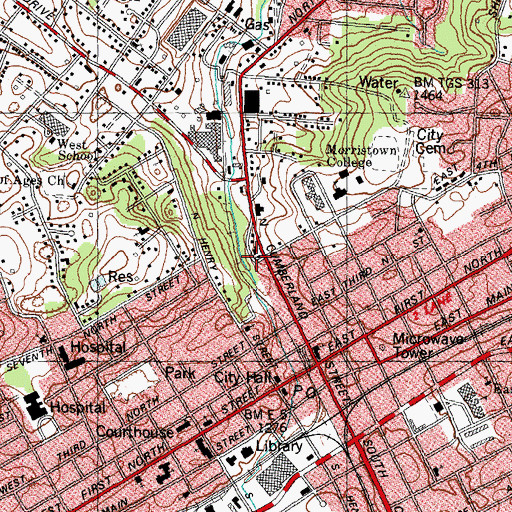 Topographic Map of Bethel United Methodist Church, TN