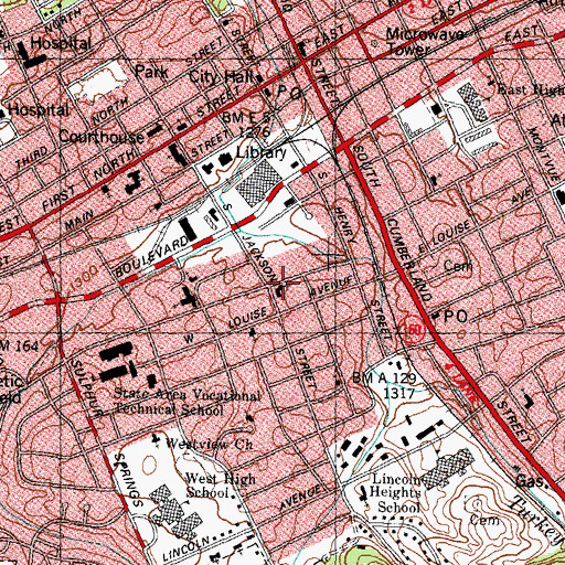 Topographic Map of Church of God, TN