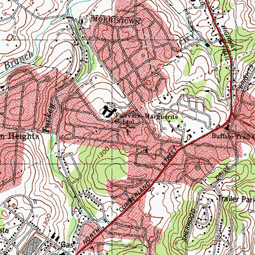Topographic Map of Fairview Bible Baptist Church, TN