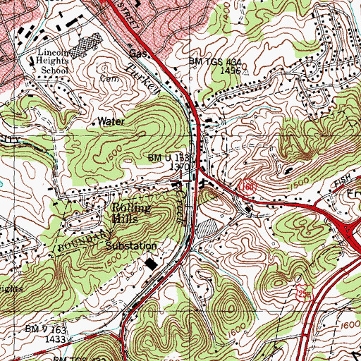 Topographic Map of First Christian Church, TN