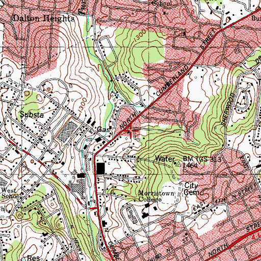 Topographic Map of First Church of the Nazarene, TN