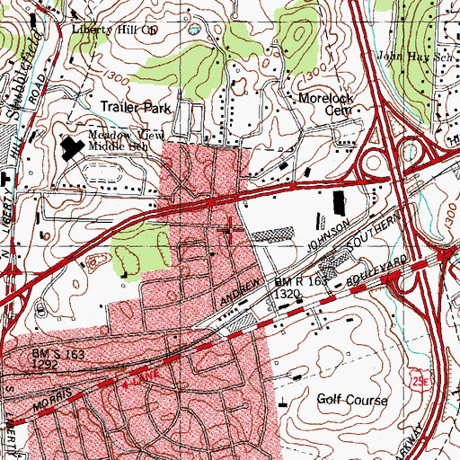 Topographic Map of Morningside Baptist Church, TN