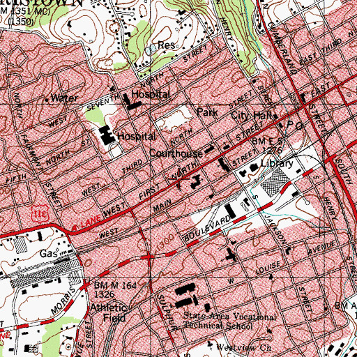 Topographic Map of Westside Christian Church, TN